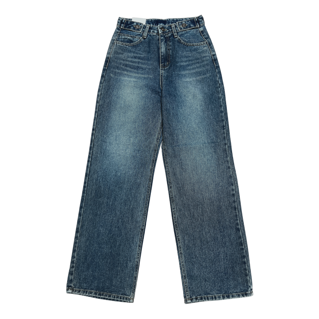 BAGGY STRAIGHT WASHED DENIM JEANS