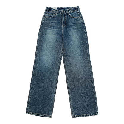BAGGY STRAIGHT WASHED DENIM JEANS